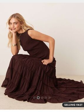 ASOS Chocolate Tiered Maxi Dress